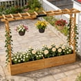 thumbnail image 4 of Ktaxon 78.7in Planter with Trellis & Pergola, Wide Wooden Raised Garden Bed for Outdoor Patio Backyard, Teak, 4 of 9