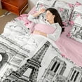 thumbnail image 4 of Castle Fairy Vintage Paris Eiffel Tower Twin Bedding Sets 7-Piece for Teens Girls Female,Romantic Floral Pink Rose Bedding Comforter Set Microfiber,Happy Valentine's Day Breathable Sheet Sets, 4 of 8