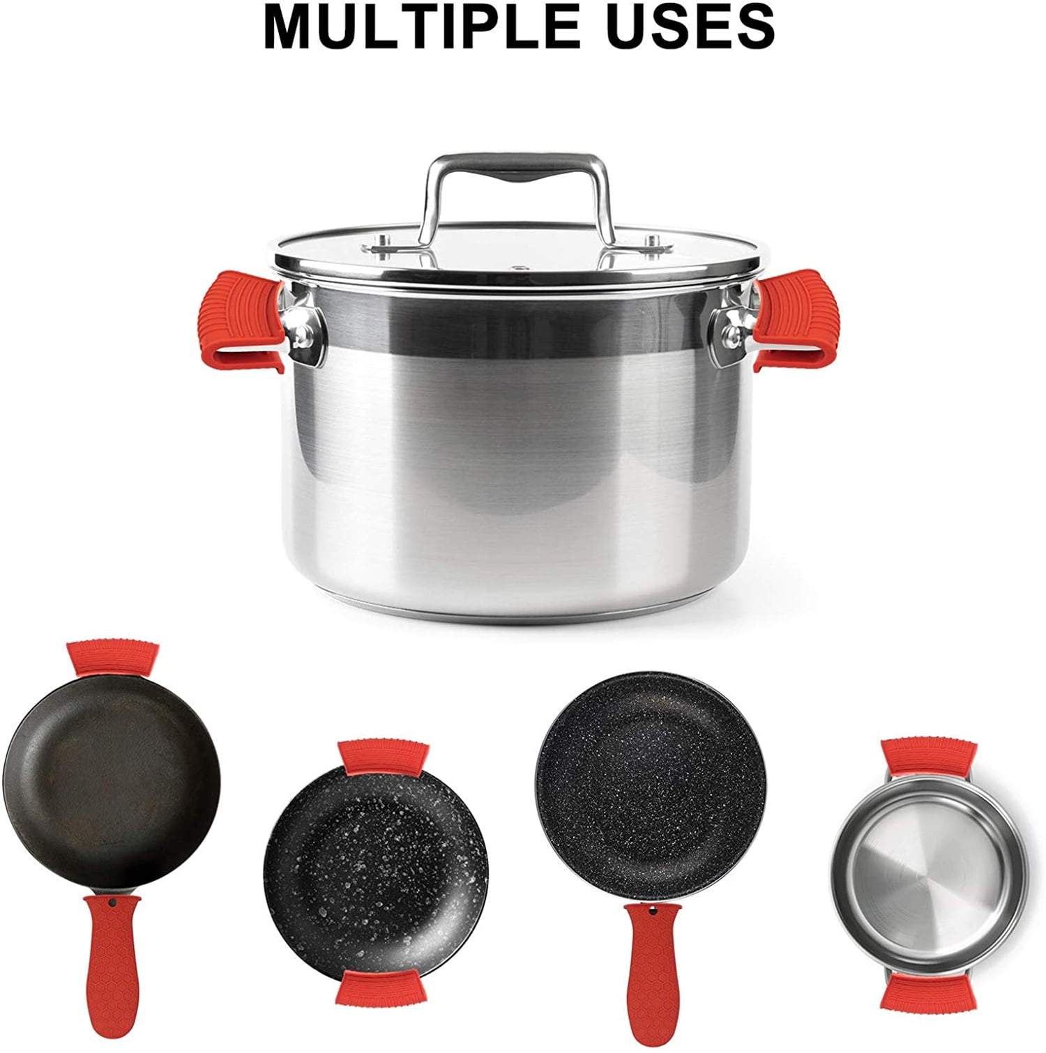 3 Pack Pot Holders Cover, Silicone Hot Handle Holder, Non Slip Pot Holder Sleeves for Cast Iron Skillets