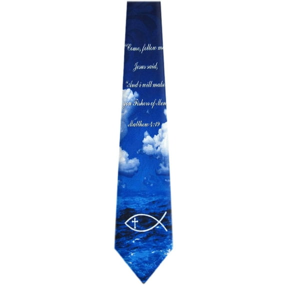 BuyYourTies - Mens Novelty Christian Necktie - Blue