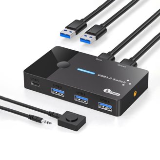 Rybozen USB 2.0 KVM Switch – Share 4 Devices Between 2 PCs With One Button
