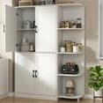thumbnail image 2 of Kitchen Pantry Cabinet, Food Pantry Cabinet with Doors & Adjustable Shelves, Tall Kitchen Cabinet with 5-Tier External Shelf for Kitchen, Dining Room, White, 2 of 7