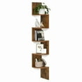 thumbnail image 1 of 5-Tier Floating Corner Bookshelf, Wall Mount Corner Shelf Storage Plant Display Shelves for Home Office, Bedroom, Living Room and Bathroom, Rustic Brown, 1 of 6