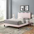 thumbnail image 2 of Platform Bed Frame, Twin Size, Pink, Velvet, Bedroom, Modern Contemporary Boutique HB35281, 2 of 12