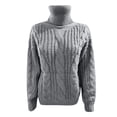 thumbnail image 2 of Gibobby SuéTer Mujer Invierno Suéteres de cuello para mujer de manga larga Suéteres de punto de cable(Gris,M), 2 of 4