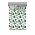 thumbnail image 2 of Ambesonne Floral Fitted Sheet & Pillow Sham Set, Abstract Nostalgic Retro, Twinxl, Charcoal Grey Mint Green, 2 of 3