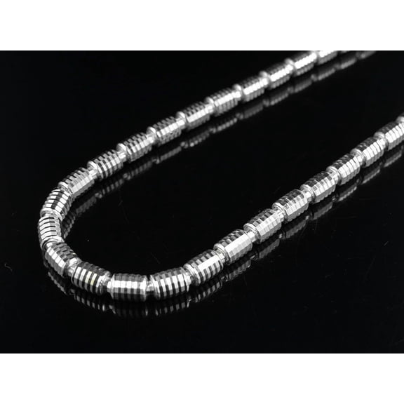 Barrel Chain Necklace Real Solid 925 Sterling Silver Diamond Cut 3mm