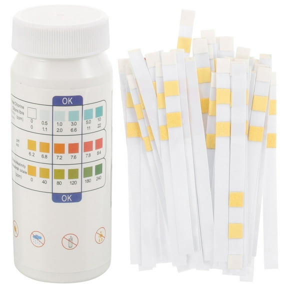 Hemobllo 50Pcs White Water PH Test 3 in 1 Reagent Paper for Swimming Pools Hot Springs and Aquariums