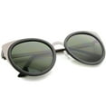 thumbnail image 4 of sunglassLA Unisex Womens Two-Toned Metal Temple Tinted Lens Cat Eye Sunglasses (Matte Black-Gunmetal / Green) - 54mm, 4 of 4