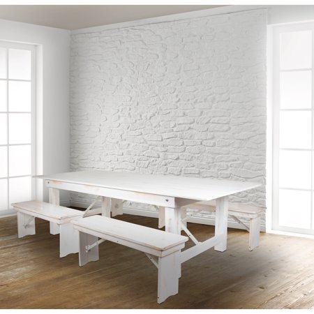 Flash Furniture Hercules Series 8 X 40 Antique Rustic White