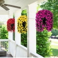 thumbnail image 2 of ZZ Artificial Faux Hanging Flowers Plants Basket for Outdoor Outside Porch Decoration, UV Resistant Fake Silk Purple Morning, 2 of 6