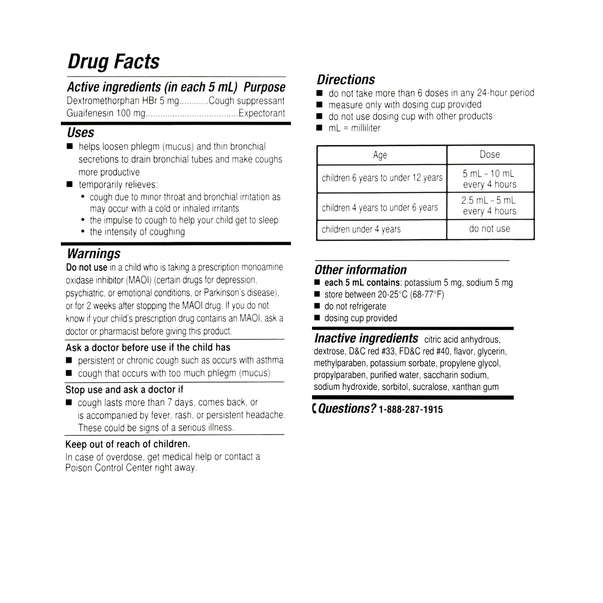Equate Children's Cough Dextromethorphan HBr and Guaifenesin Liquid, Cherry Flavor, 4 fl oz
