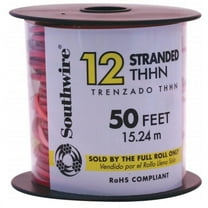 Southwire THHN Building Wire, Copper, 12 AWG, 1C, Red, Stranded, 50 ft 22966683