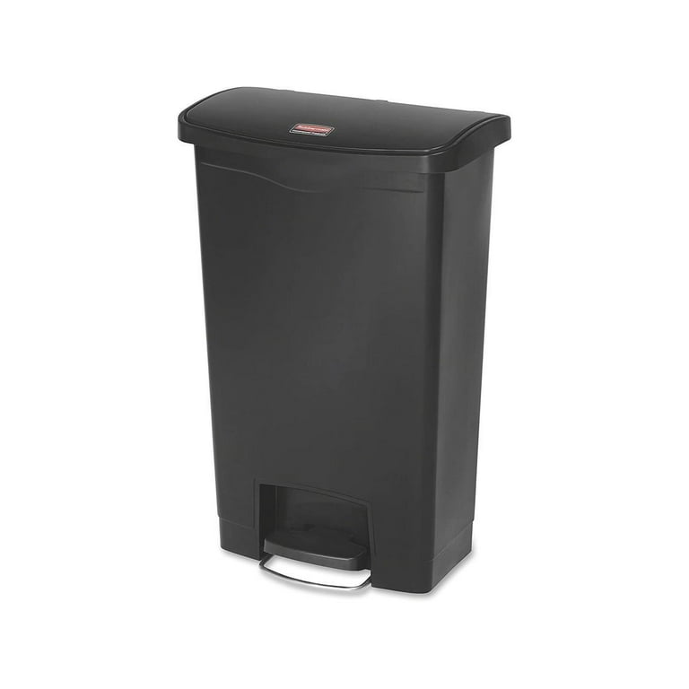 Rubbermaid Commercial Slim Jim Front Step-On Trash Can, 13 Gallon, Black/Stainless Steel