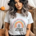 thumbnail image 2 of Christian Rainbow Graphic T-Shirt Jesus Way Truth Life, Dark Heather, Size M, 2 of 6