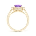thumbnail image 2 of ANGARA Natural Inspired Cushion 2.7 ct Amethyst Ring with Diamond Halo in 14K Yellow Gold for Women (Size-10x8mm) | February Birthstone, Anniversary, Jewelry Gift for Women | Natural Amethyst Ring, 2 of 8