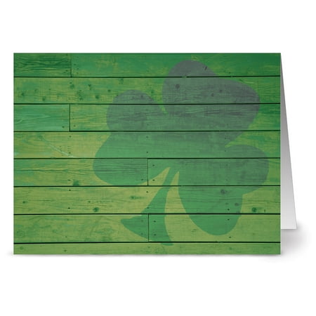 Funny St Patricks Day Card - 24 St. Patrick's Day Note Cards - Rustic Clover - Blank Cards - Green Envelopes Included