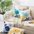 thumbnail image 2 of Farmhouse Outdoor Throw Pillow Covers Cotton Canvas Turquoise and Yellow Pillow Covers 16x16 inch Decorative for Couch Sofa Patio Porch Flowers Pattern Pack of 2, 2 of 6