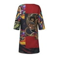 thumbnail image 4 of JINMGG Womens Plus Size Clearance $5 Women Fashion African Vintage Print Middle Sleeve V Neck Casual Mini Dress Red XXL, 4 of 7