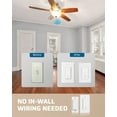 thumbnail image 2 of DEWENWILS 3 Way Wireless Light Switch, 125V Wireless Light Switch and Receiver Kit with Magnetic Panel, Ideal for Ceiling Light, Fan, Lamp, 100FT Range, Neutral Wire Needed, 2 of 5