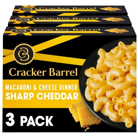 Cracker Barrel Sharp Cheddar Mac N Cheese Macaroni and Cheese Dinner, 3 ct Pack, 14 oz Boxes