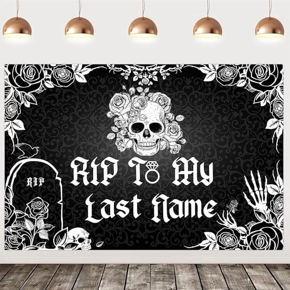 RIP Single Life Bachelorette Party Decorations RIP to My Last Name Backdrop Banner Gothic Bachelorette Decor for Girls Bachelorette Bridal Shower Engagement Party Gothic Party Supplies