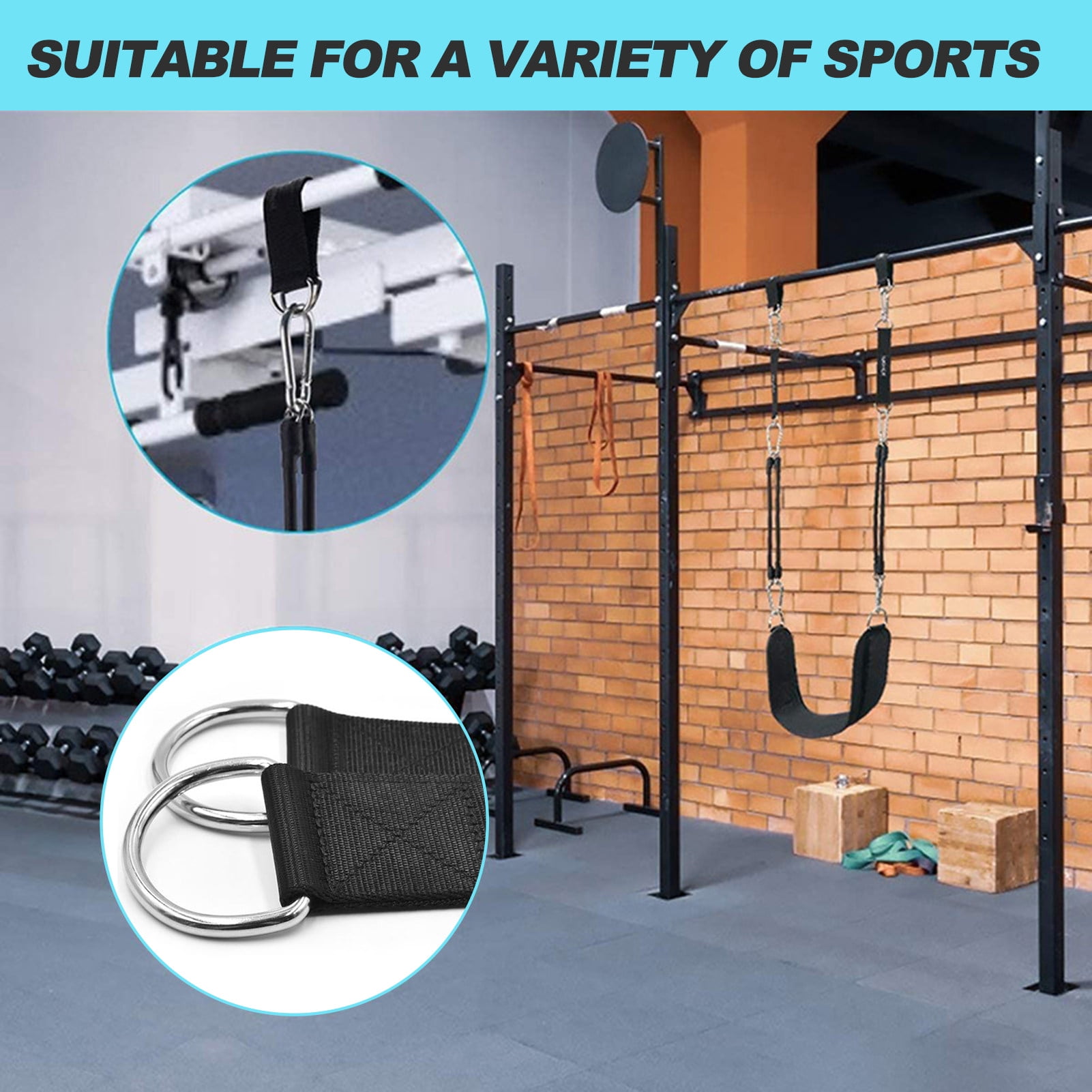 Sportteer Dumbbell Straps Workout Belts 2Pcs T Bar Row Straps Multifunction Fitness Ropes Wear Resistant Strong Load-bearing Dumbbell Straps Barbell Strap