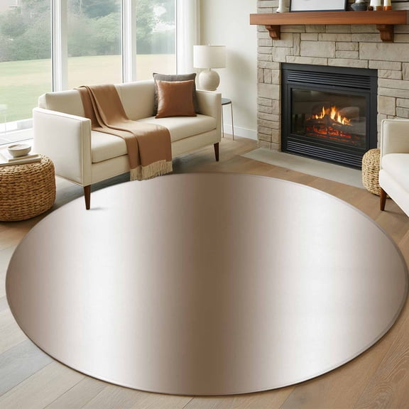 Brown White Ombre 6ft Round Rug, Abstract Art Modern Brown Gradient Non-Skid Rubber Backing Large Area Rugs - Living Room Bedroom Home Office, Indoor Floor Mat Carpets Washable Rug