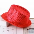 thumbnail image 3 of Slccxzc Adults Sequins Jazz Dance Hat with Necktie Sequin Fedora Hat Disco Party Accessories, 3 of 7