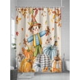 thumbnail image 5 of Scarecrows Pumpkins Thanksgiving Fall Shower Curtain, Farmhouse Autumn Leaves Bathroom Decor Curtains Set with Hooks, Waterproof Fabric Home Accessories， 72 X 84 Inch Extra Long, 5 of 6