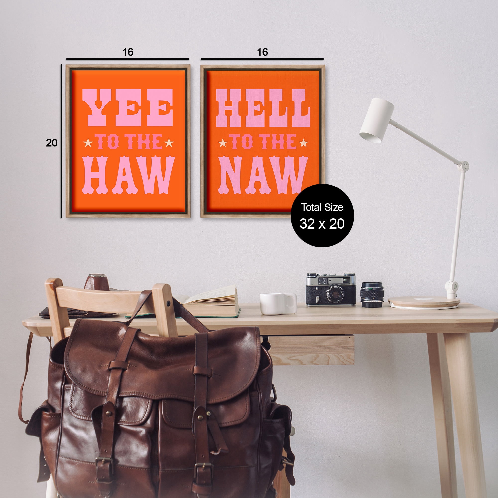 Stupell Industries Funny Cowgirl Phrases Typography Painting Brown Floater Framed Canvas Art Print Wall Art, 17 x 21, Set of 2