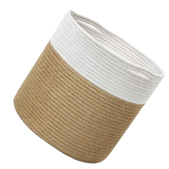 OULII 1Pc Woven Cotton Rope Storage Basket Multipurpose Organizer for Clothes, Toys, and Household Items