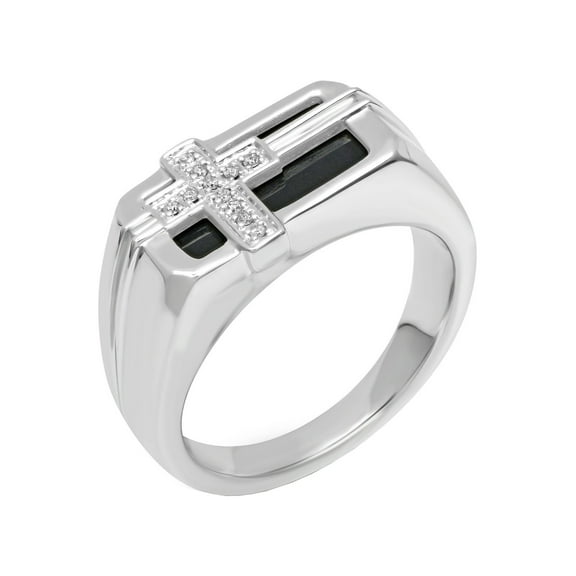 Men’s Sterling Silver Diamond Accent Cross Ring