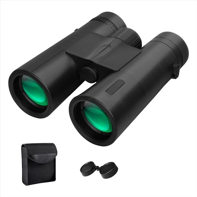 Binoculares de Alta Potencia 12x42 con Adaptador para Teléfono Binoculares Impermeables de Visión con Poca Luz para Observación de , Caza y Viajes