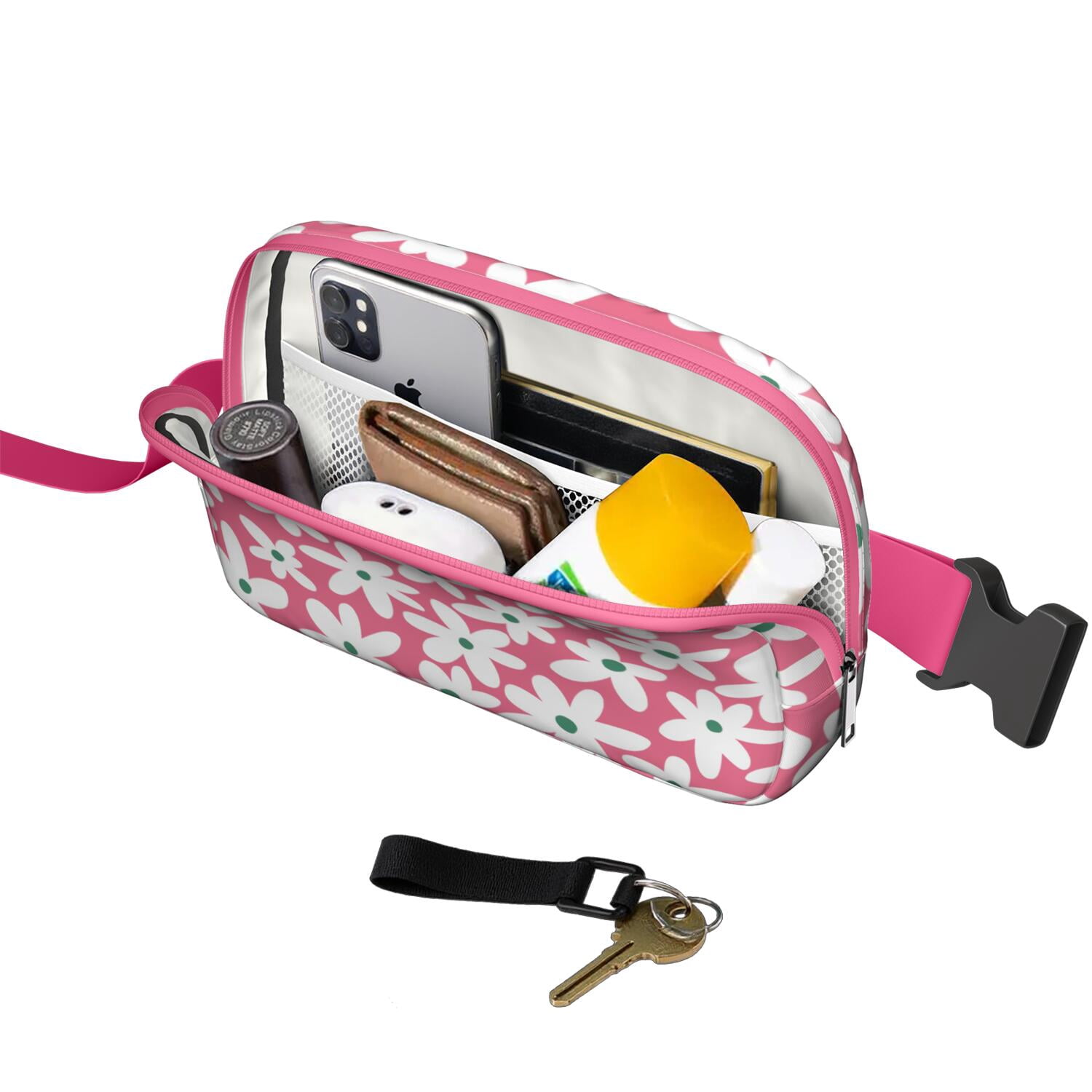 Retro Bloom Waist Bag – Boho Daisy Print Fanny Pack with Floral Wildflower Pattern for Cute Artistic Outdoor Style