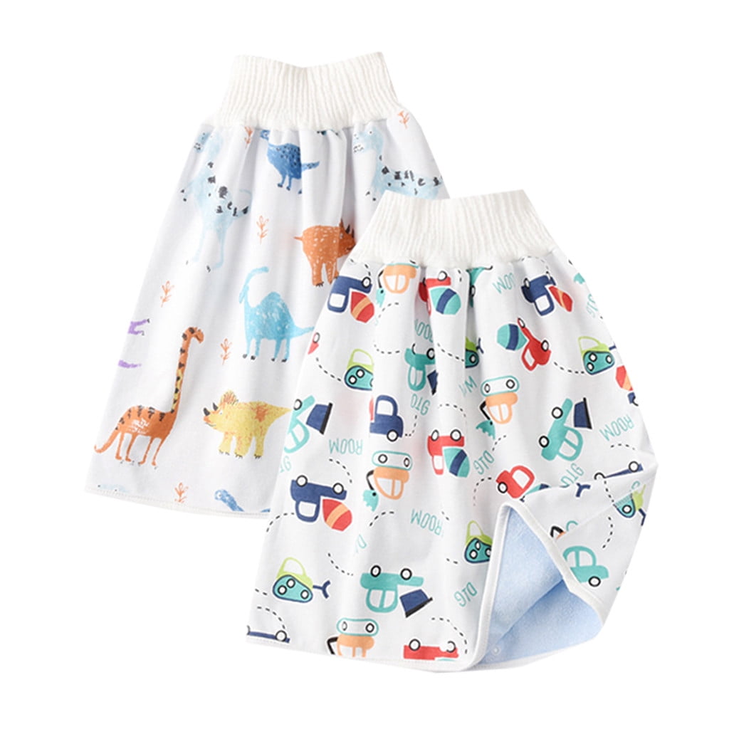 GEMVIE 2 Pack Baby Diaper Skirt,Toddler Girls Potty Training Skirt Cotton Washable Toilet Training Nappy Skirt
