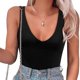 thumbnail image 3 of Body sin mangas con escote en V profundo sexy para mujer - Tejido agradable al tacto - Diseño con volantes en las sisas - Tallas XS-L, 3 of 4