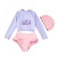 thumbnail image 1 of Xinhuaya Toddler Girl Swimwear 3PC Long Sleeve Rash Guard Bathing Suit Beach Swimsuits Outfits 1-7 Years, 1 of 9