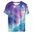 thumbnail image 4 of Kayannuo T Shirts for Women Women's New Casual Fashion Printed T-Shirt Crewneck Short-Sleeved Top Purple XL, 4 of 5