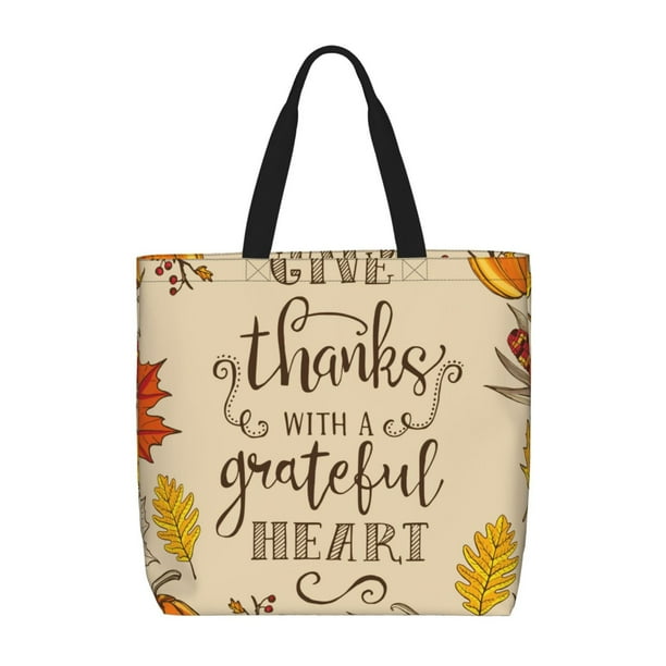 Easygdp Thanksgiving With A Grateful Heart Bolsa Tote para Mujer, Bolso de Hombro para Trabajo, Playa, Viajes, Compras y Supermercado