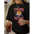 thumbnail image 1 of Women's Vintage-Inspired Geometric Print T-Shirt - Casual Crew Neck, Short Sleeve, Polyester Blend, Machine Washable - Chic Summer Top, 1 of 7