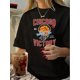 thumbnail image 1 of Women's Vintage-Inspired Geometric Print T-Shirt - Casual Crew Neck, Short Sleeve, Polyester Blend, Machine Washable - Chic Summer Top, 1 of 7