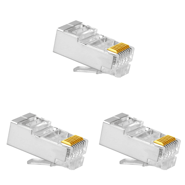 Conector RJ45 CAT6 Cabeza Cable Ethernet 100 Uds para (plateado)