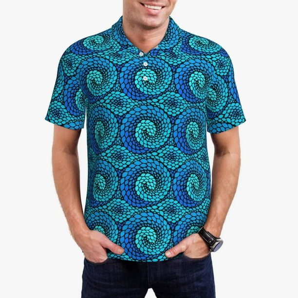Balery Snake Camisa Polo de Hombre con Estampado, de Manga Corta y Tejido Medio, Camisa Tipo Golf Polo-Large