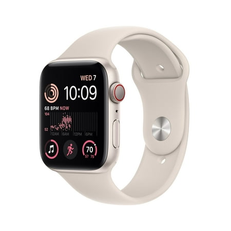 Apple Watch SE (2nd Gen) GPS + Cellular 44mm Starlight Aluminum Case with Starlight Sport Band - M/L