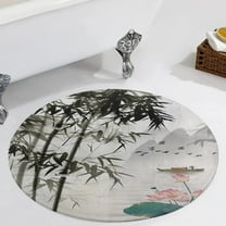 Chinese Ink Painting Bamboo Round Carpet Circle Rug Outdoor Patio Area Rug Washable Large Area Rugs Hallway Room Decor Fitness Mats