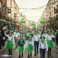 thumbnail image 5 of PMU 4 Pcs Green Irish Party Accessories Bundle, Foil Curved Brim Top Hat, Shamrock Green Bandana, Suspenders and Party Buttons, 5 of 6