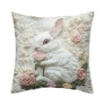 thumbnail image 2 of Uutvery Easter Decorative Pillow Cover, 3D Faux Embroidery Printing Bunny Motifs, Soft Polyester Cushion Case Sofa Bed, 17.72x17.72 Inches, 2 of 6
