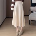 thumbnail image 6 of Women's High Waist Knitted Skirt A-Line Pleated Knit Dress Flowy Maxi Skirts, 6 of 6
