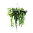 thumbnail image 4 of Silver Framed Roof Hanging Disc With Draping Life-Like Ferns and Plants 31.5" UV Resistant, 4 of 5